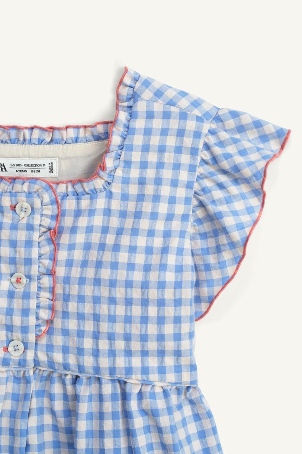 ZARA ПЛАТЬЕ В КЛЕТКУ, СВЕТЛО-ГОЛУБОЙ