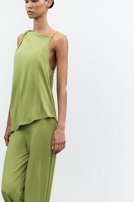 ZARA АСИММЕТРИЧНЫЙ ТОП СО СБОРКОЙ, ЗЕЛЕНЫЙ