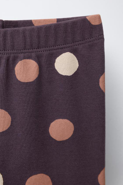 ZARA КОМПЛЕКТ: ТОЛСТОВКА И ЛЕГИНСЫ В ГОРОШЕК, БАКЛАЖАННЫЙ