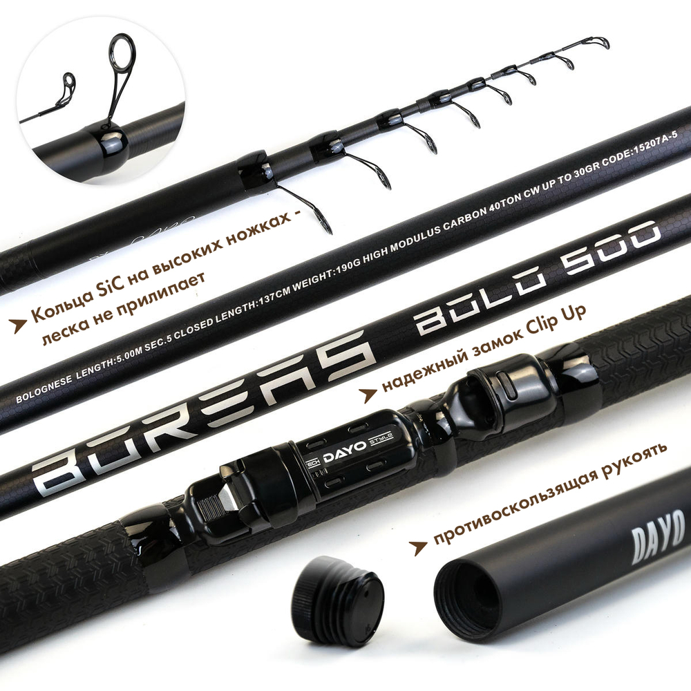 Болонское удилище Dayo Boreas Bolo с кольцами