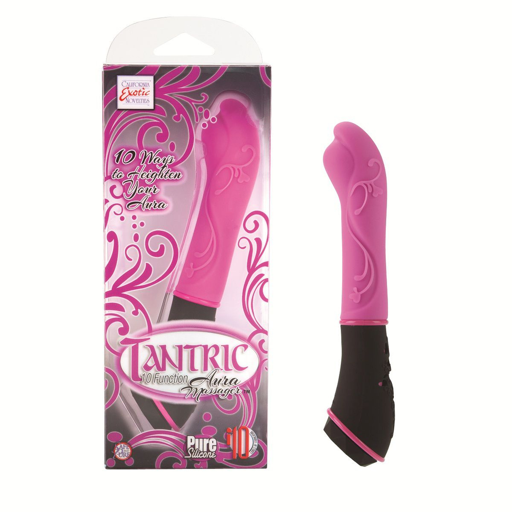 Розовый вибромассажер из силикона TANTRIC AURA MASSAGER - 15 см. (Цвет: розовый)