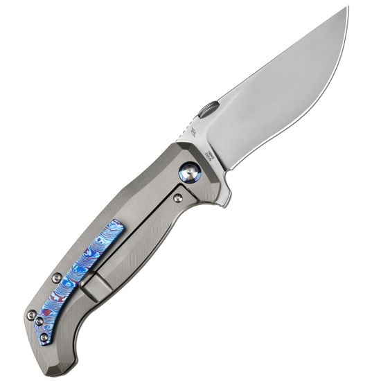 Нож Artisan Cutlery AR_1864G-GY Kami - нож складной, серая титановая рук-ть, клинок стоунвош, сталь S35VN