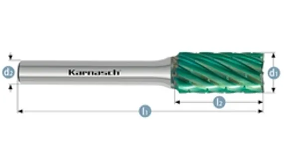 Борфреза твердосплавная Karnasch форма D, 8х7х6х52 мм, насечка HP-3 PRO, без покрытия, арт. 11.4093-020