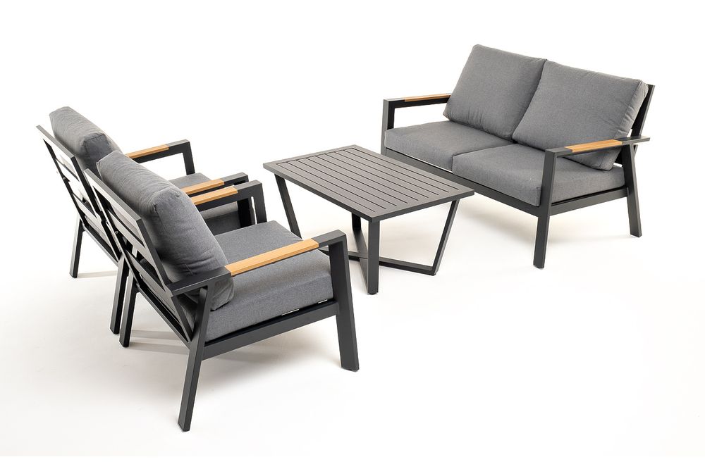 "Орхидея" лаунж-зона 4-местная из алюминия, цвет темно-серый
