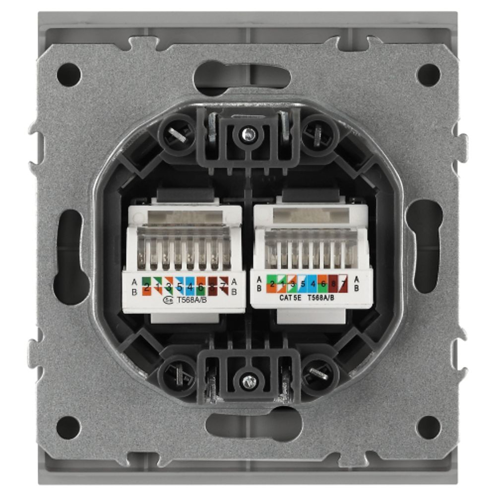 Розетка ЭРА Arktik 16-3108-03 информационная двойная 2XRJ45 алюминий | Эра Arktik