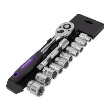 Набор головок с трещоткой и удлинителем 12пр.1/2''(6гр)(8,10,12-15,17,19,21,24мм),в пласт. держателе POMAGIER POM-4123