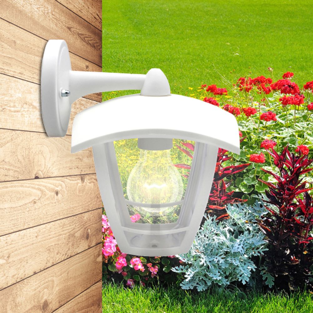 Садово-парковый светильник ЭРА «Дели 2» НБУ 07-40-002 белый 4-гранный настенный IP44 Е27 max60Вт