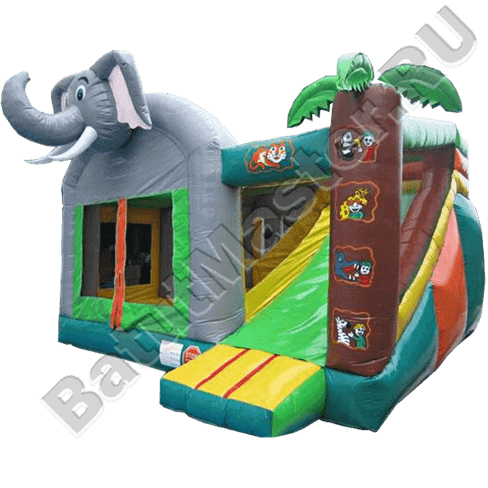 Коммерческий надувной батут "Слоник" с крышей