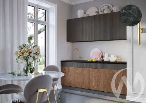 Кухня Оливия NEW 2;0м (белый/экзотическое дерево амазония; графит софт NEW/кастилло темный)