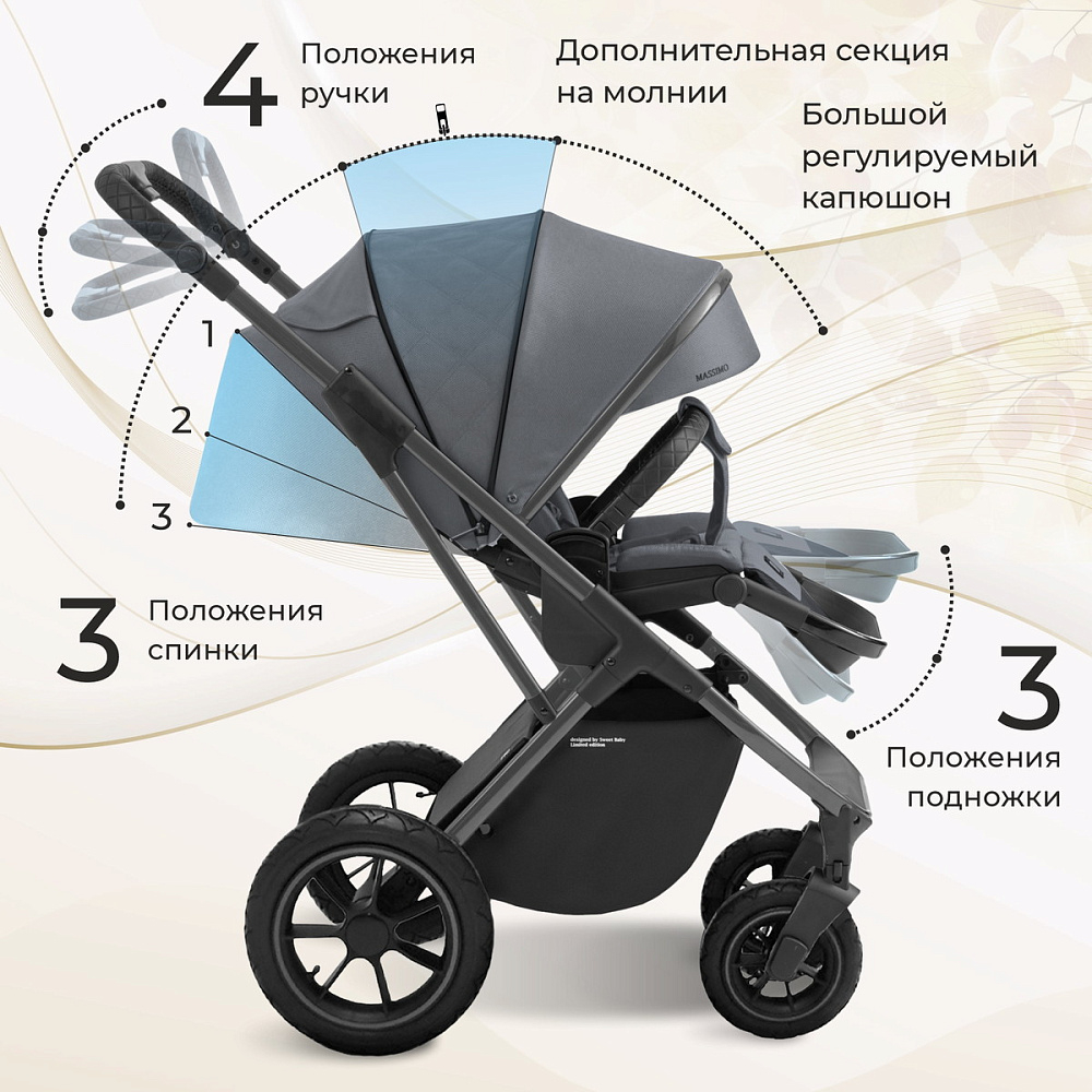 Коляска 3 в 1 Sweet Baby Ricci Air + автокресло Elegante Plus Steel Grey (Air)
