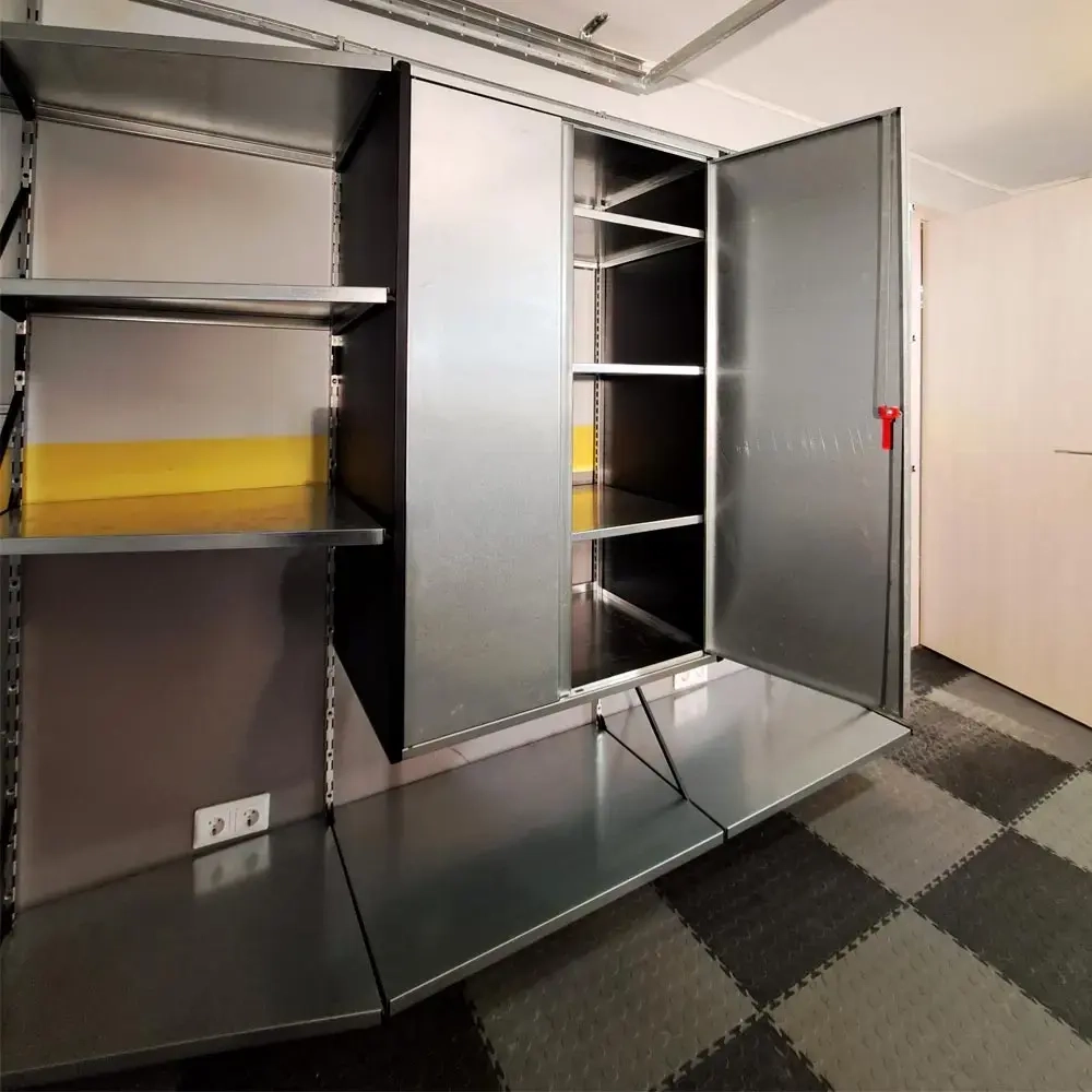 Цельнометаллические полки IF со скосом для гаража — система хранения с высокой грузоподъемностью