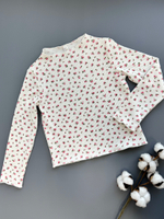 Лонгслив из "лапши в рубчик", белый в мелкий цветочек