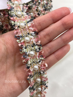 Тесьма разноцветная с жемчугом твид