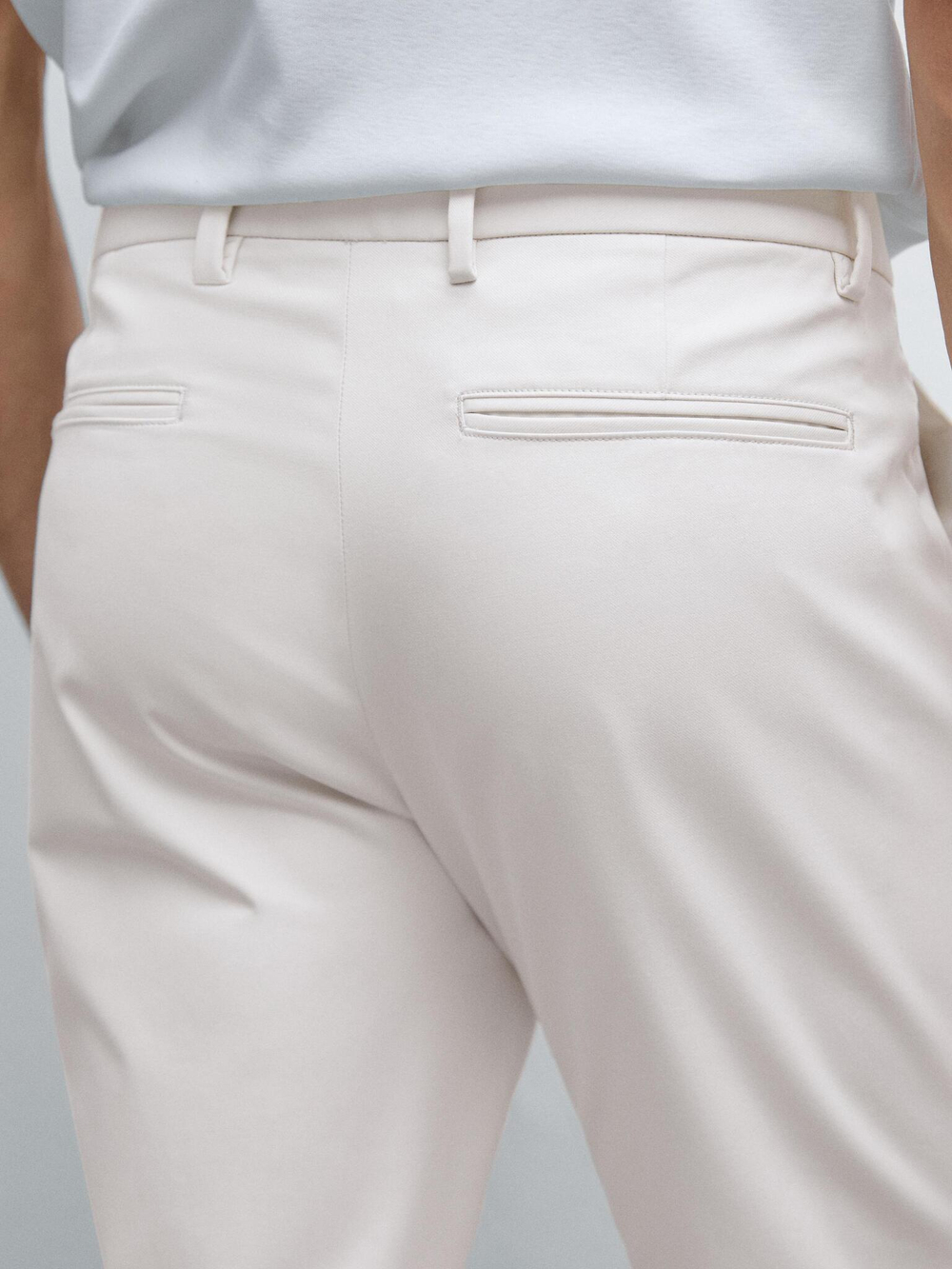 Massimo Dutti Узкие брюки из хлопковой смесовой ткани, каменный