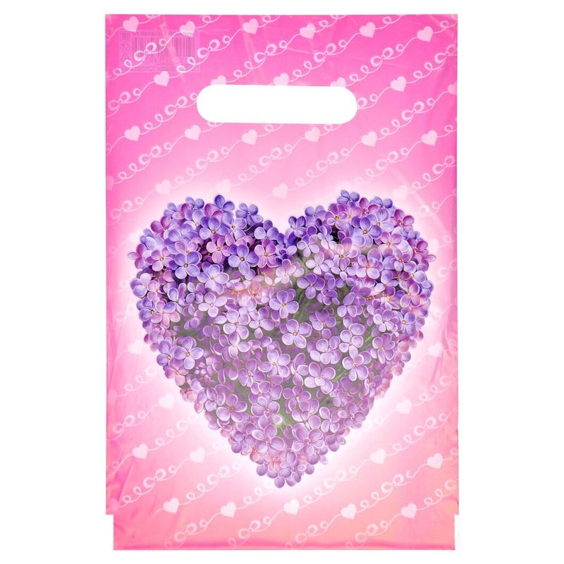 Пакет прорубная ручка Россия 20*30 см 30 мкм ПВД Сердечко 10 шт/уп 2 000 шт/кор