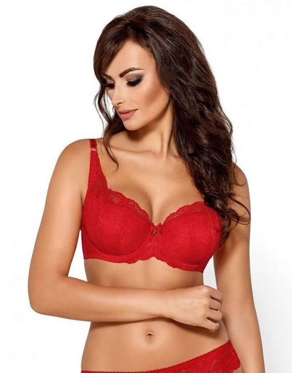 Бюстгальтер-балконет на косточках с шитыми кружевными чашками (Размер: 65G) (Цвет: голубой)