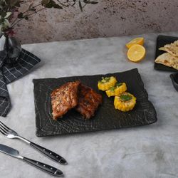 Блюдо прямоугольное 30*21 см h2,5 см с бортом Side Up1 Black Raw Wood P.L. Proff Cuisine [3]