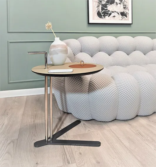 Приставной столик с ручкой 4476, бежевя экокожа