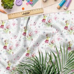 Ткань бязь фея в цветочках