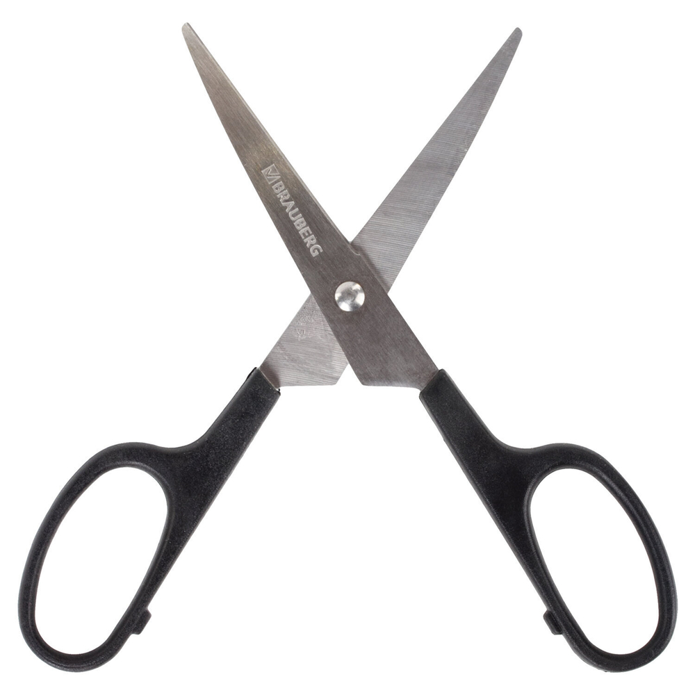 Ножницы BRAUBERG "Standard" 160 мм черные классической формы 2-х сторонняя заточка (6 штук в упаковке)