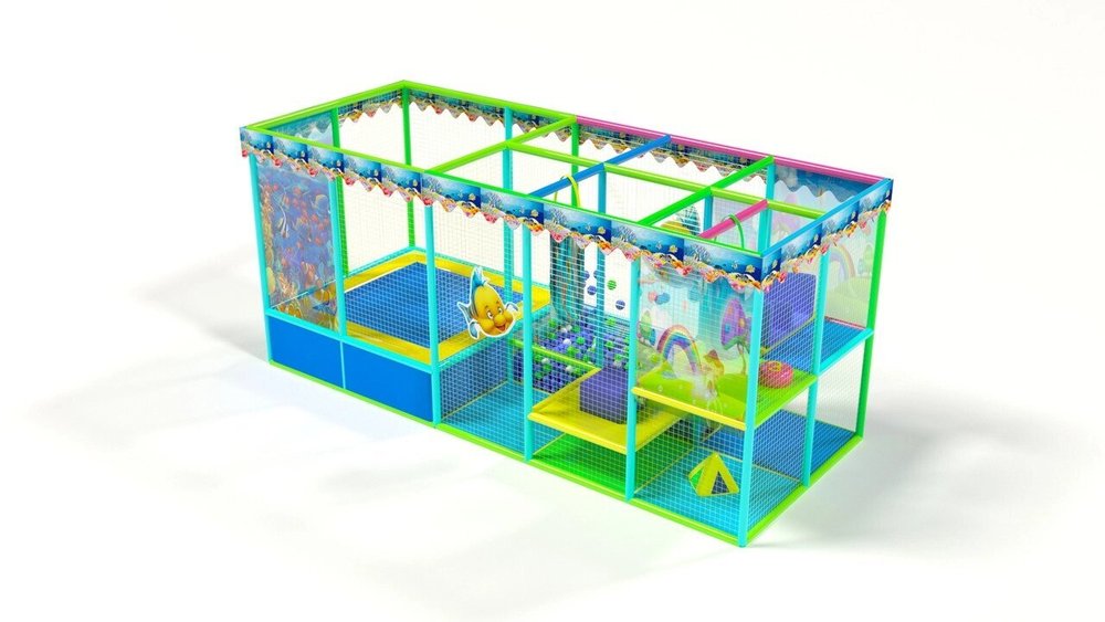 Детский игровой лабиринт «Дружок+батут» 13,6м² (5,8*2,35*2,5м)