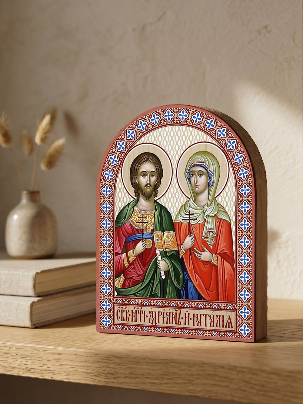 Икона аркой Адриан и Наталия, св.мчц на дереве: 95 х 120 (Синопсисъ)