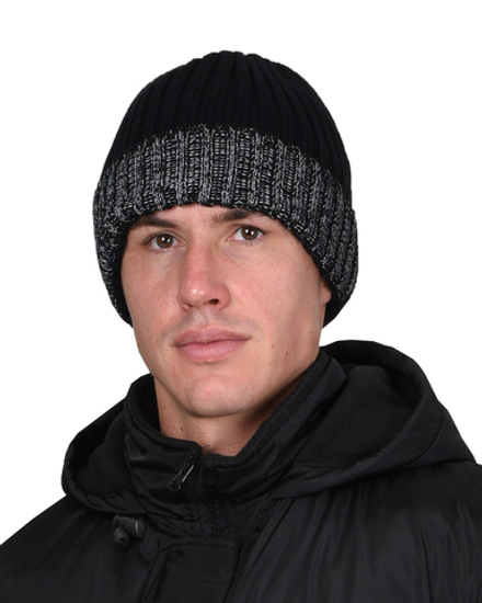 Шапка черная с СВ-элементами СИРИУС Юка, с утеплителем Тинсулейт