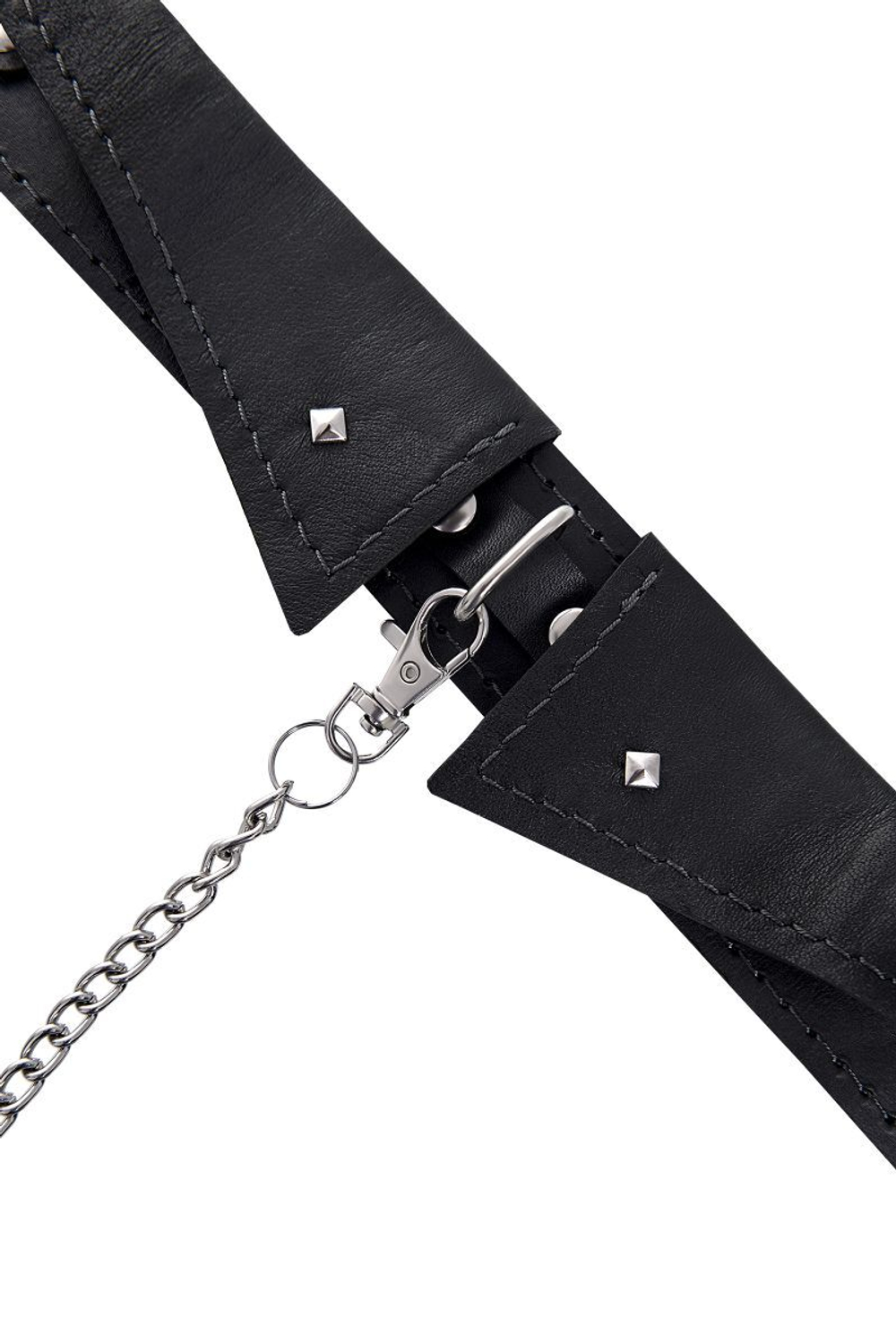 Черный ошейник-воротник с поводком (Цвет: черный)