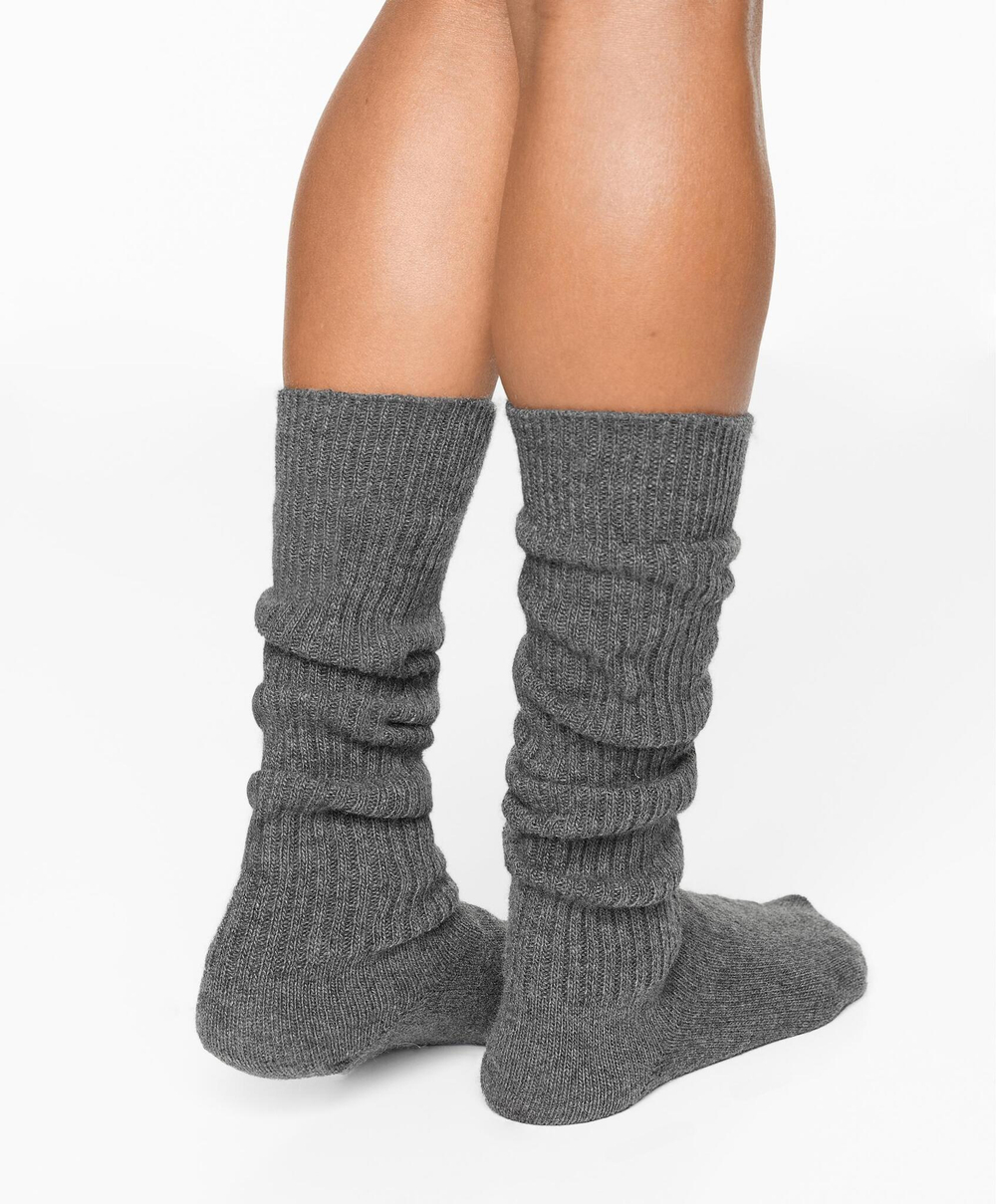 Oysho Длинные носки с добавлением кашемира, темно-серый меланж
