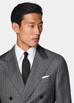 Мужской двубортный костюм (серый) Б62