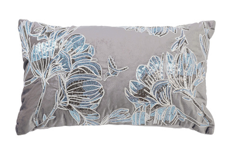 Подушка с пайетками "Арт Магнолия" серый 30*50см