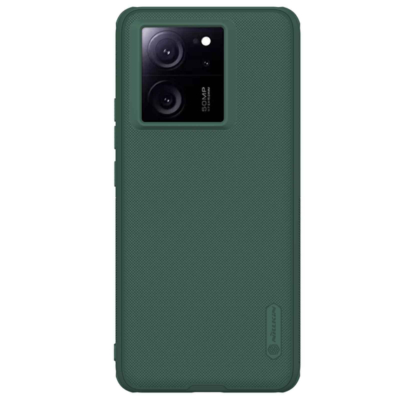 Противоударный чехол зеленого цвета (Deep Green) от Nillkin для Xiaomi 13T, 13T Pro и Redmi K60 Ultra, серия Super Frosted Shield Pro