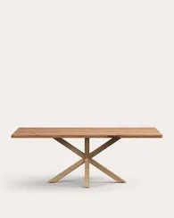 Стол Argo из дубового шпона в натуральной отделке и стальными ножками с имитацией дерева, 220 x 100