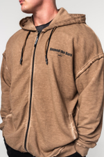 Кофта WASHED-OFF ZIP UP HOODIE GYM BRO 362 Светло-Коричневый