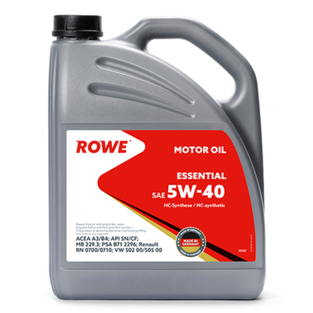 Моторное масло Rowe Essential 5W-40, SN/CF, A3/B4, синтетическое, 4 л