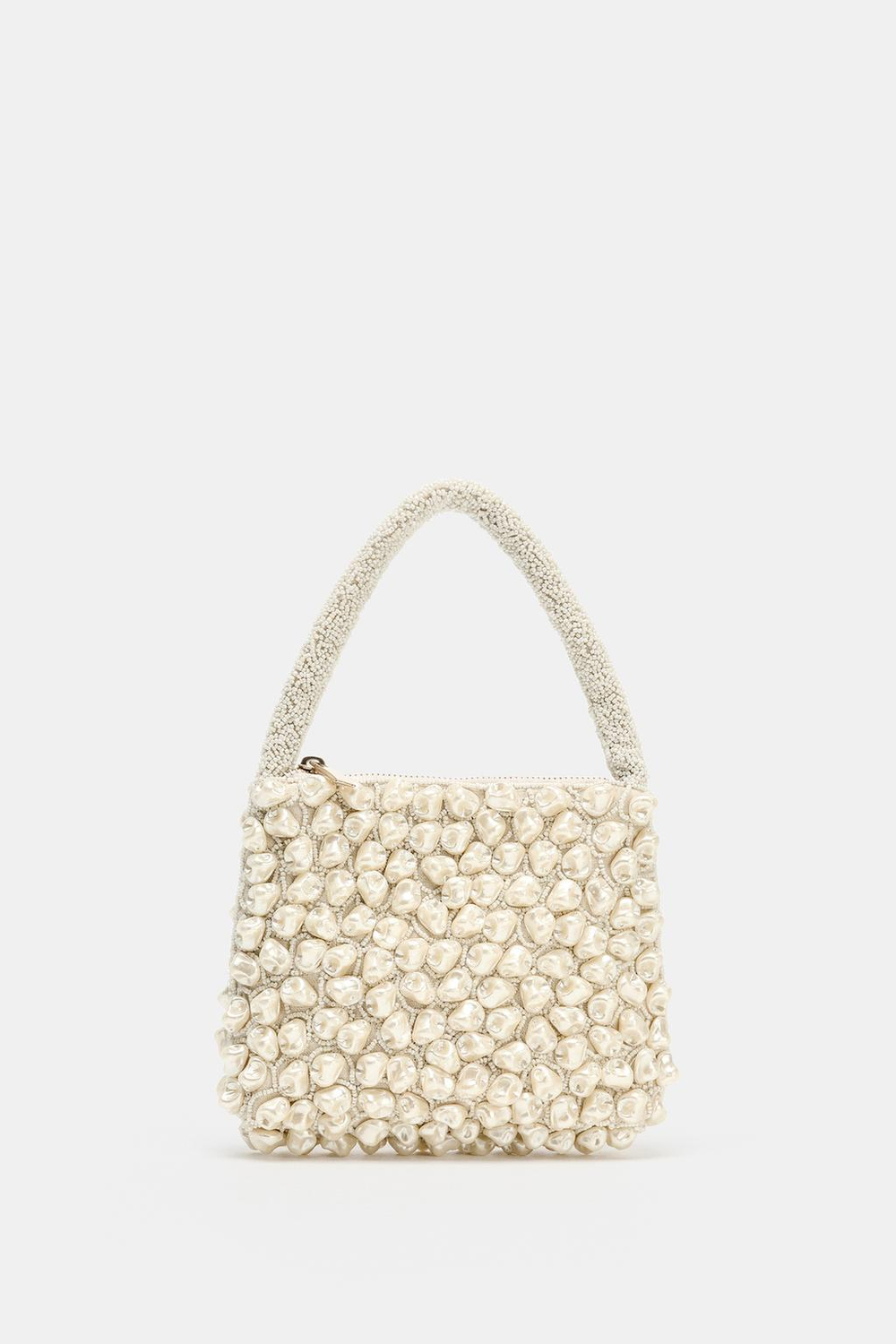 ZARA СУМКА С БУСИНАМИ, ЭКРЮ
