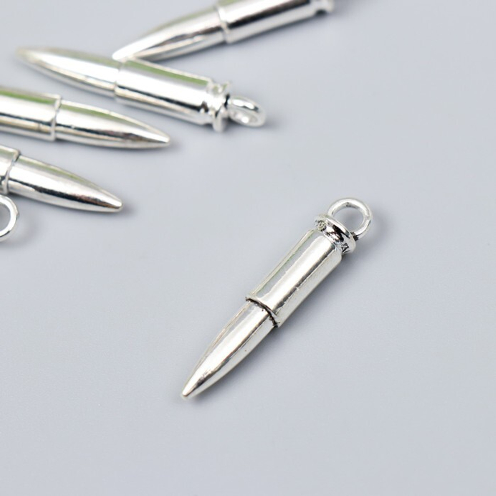 Декор для творчества металл "Пуля" серебро  3,3х0,6 см