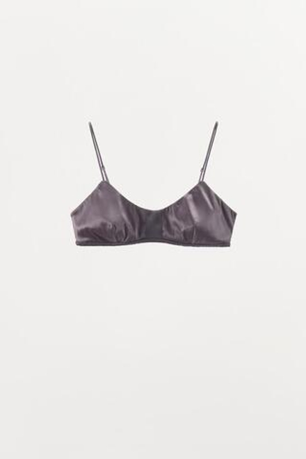 ZARA АТЛАСНЫЙ БРАЛЕТТ В РУБЧИК, СЕРЫЙ