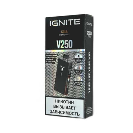 Ignite V250 Black Кола (Cola) 25000 затяжек 20мг Hard (2% Hard)