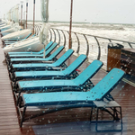 Шезлонг-лежак пластиковый Nardi Atlantico, антрацит, голубой