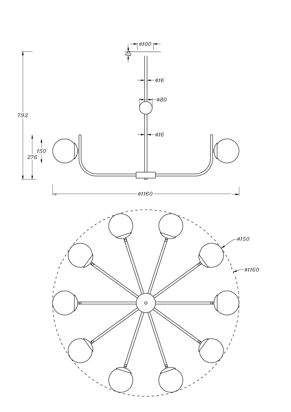 Подвесная люстра Maytoni Rendez-vous MOD109PL-10BS
