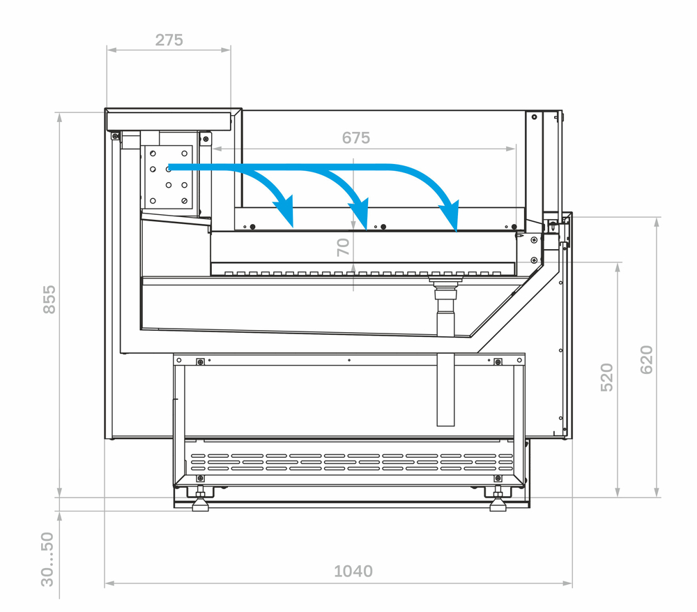 Гастрономическая витрина BAVARIA 4 Carboma GC110 SP 2,5-2 рыба на льду открытая (версия 2.0) (без боковин)