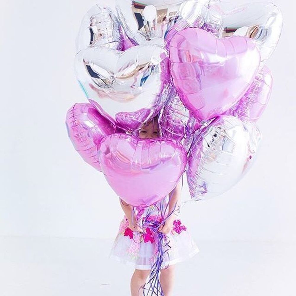 Шар (18"/46 см) Сердце, серебро 1 шт.