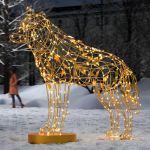 светодиодная фигура волка, цвет теплый