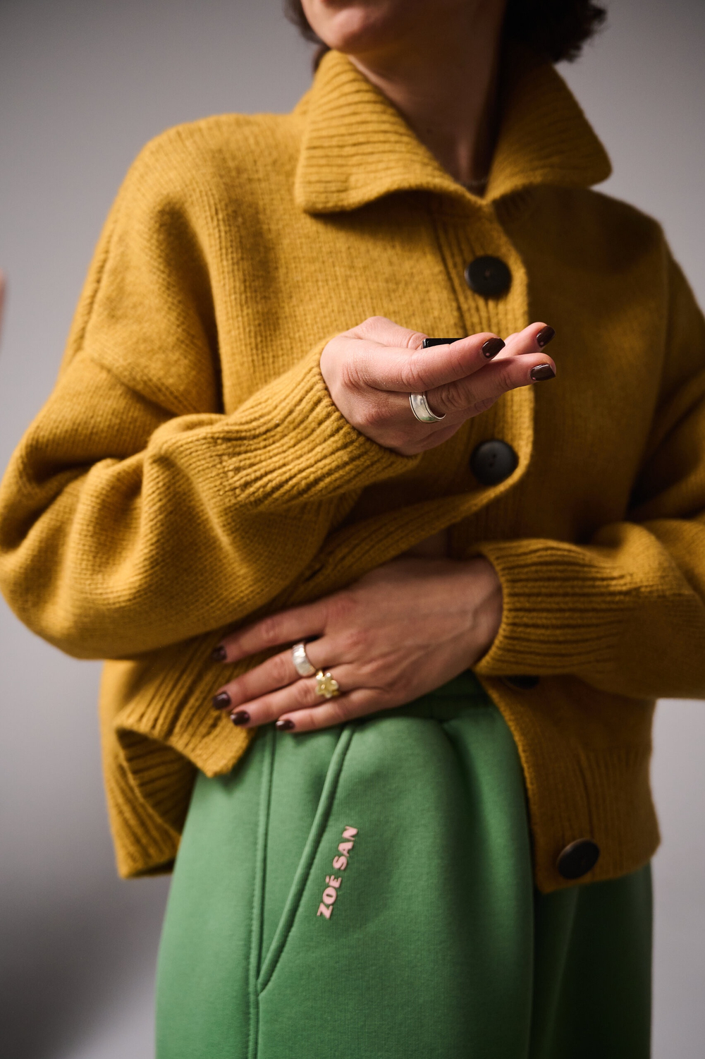 Брюки-бананы с начесом из футера "Трава"