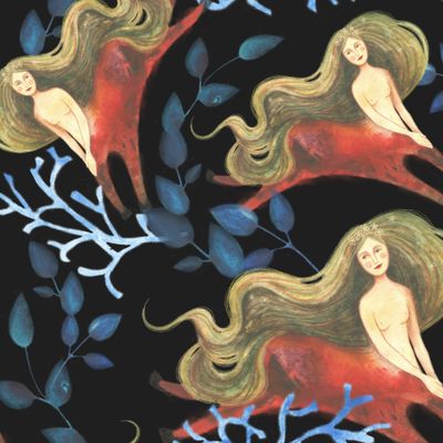 Девочка кентавр на черном фоне