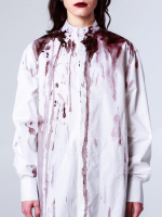Рубашка "Калина" с окрашиванием. Бело-красная