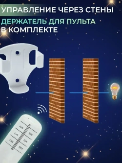 Пульт управления для световых приборов 2 канала, крепление на стену для пульта в комплекте, функция выключения, отмена таймера, дальность 30 м.