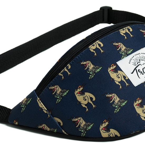 Поясная сумка Travel. Динозавр. Синий