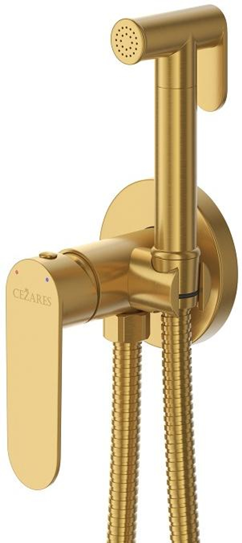 Встроенный смеситель Cezares STYLUS-DIF-BORO с гигиеническим душем, брашированное золото
